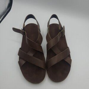 Chaco Womens Wayfarer Otter Comfort Sandals Solid Brown Ankle Strap Leather 11